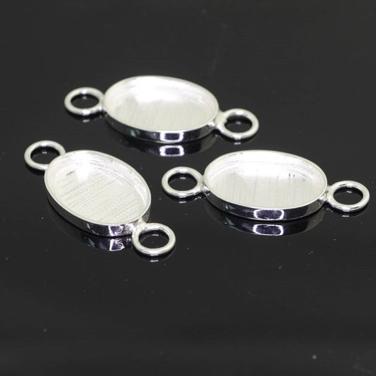 Findings - ID 15x19mm - Oval Bezel Link - Bright Silver