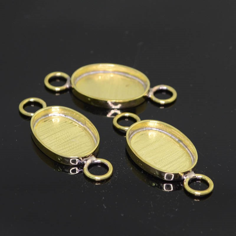 Findings - ID 15x19mm - Oval Bezel Link - Bright Brass