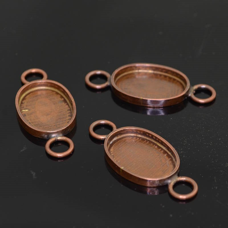 Findings - ID 15x19mm - Oval Bezel Link - Antiqued Copper