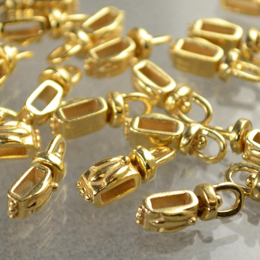 Bail -  Tri-Leaf Rectangle - Gold Plated