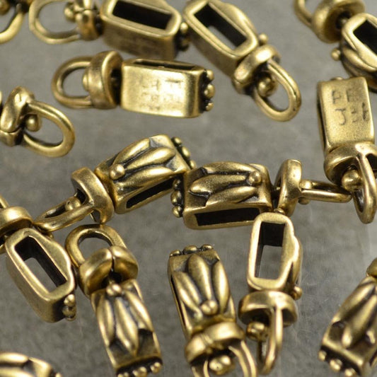 Bail -  Tri-Leaf Rectangle - Antiqued Brass