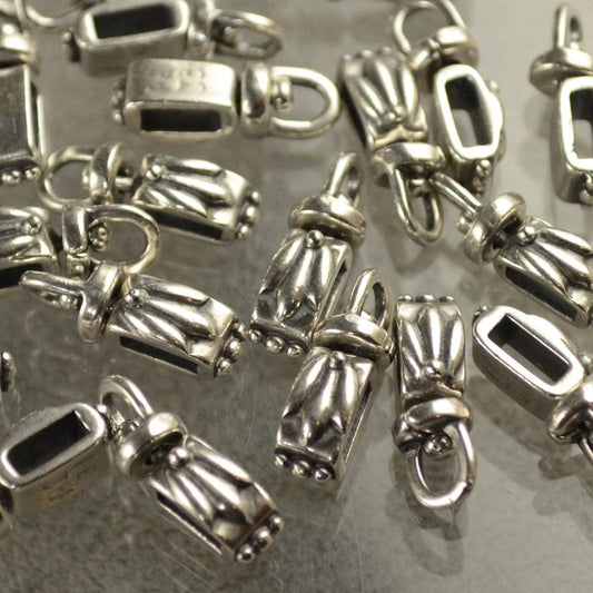 Bail -  Tri-Leaf Rectangle - Antiqued Silver