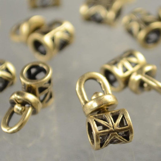 Bail Lattice Tube - ID 3mm - Antiqued Brass