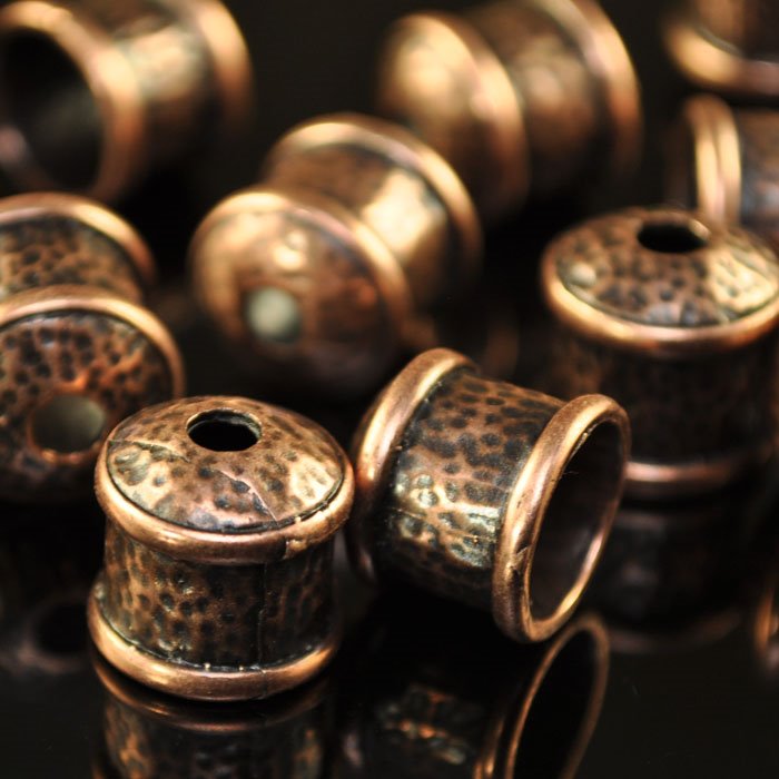 End Cap Hammered Cup - ID 9mm - Antiqued Copper