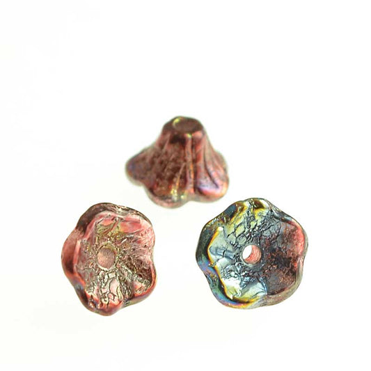 Glass Bead Flared Cup Pressed Bell - 7x5mm - Magic Raspberry (25)