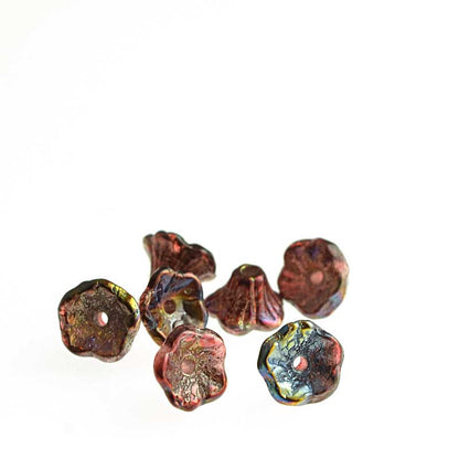 Glass Bead Flared Cup Pressed Bell - 7x5mm - Magic Raspberry (25)