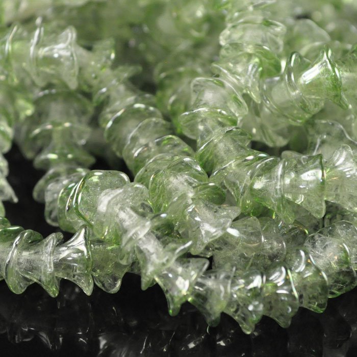 Glass Bead Flared Cup Pressed Bell - 7x5mm - Half Green Lumi (25)