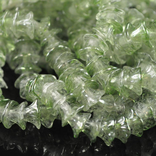 Glass Bead Flared Cup Pressed Bell - 7x5mm - Half Green Lumi (25)