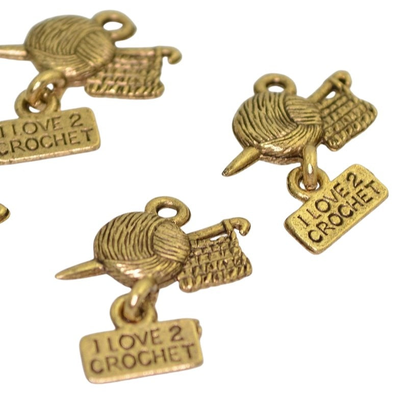 I Love 2 Crochet - Antiqued Gold each