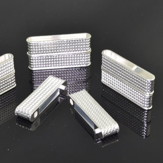 Magnetic Clasp - 37mm Chain Pattern Bar - Bright Silver