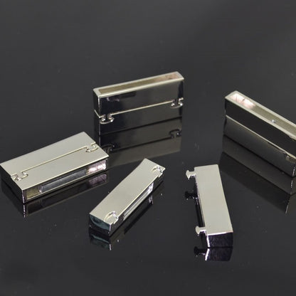 Magnetic Clasp -  Rectangle with Knob Pins - Bright Silver