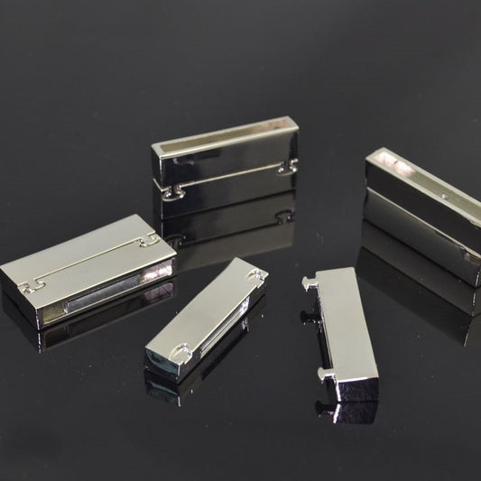 Magnetic Clasp -  Rectangle with Knob Pins - Bright Silver