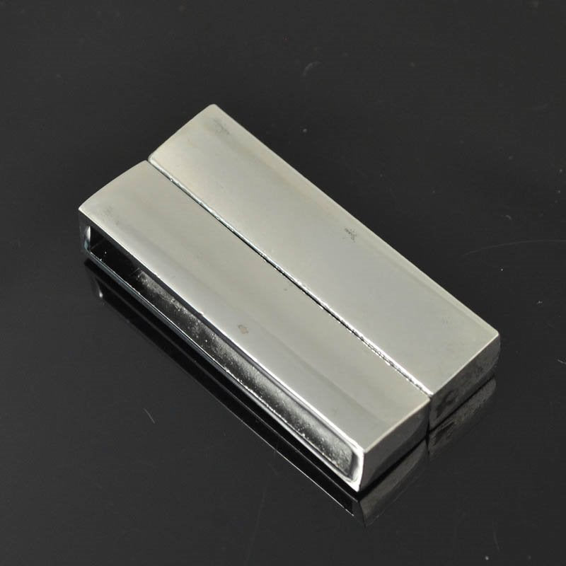 Magnetic Clasp -  Rectangle with Knob Pins - Bright Silver