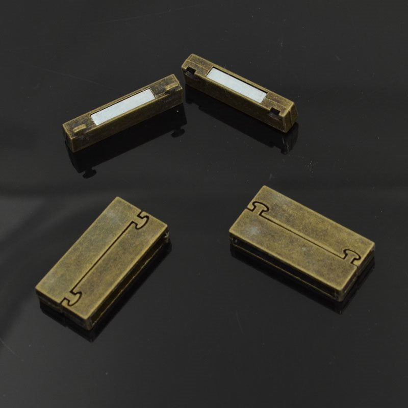 Magnetic Clasp -  Rectangle with Knob Pins - Antiqued Brass