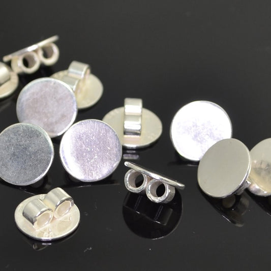 Findings - 10mm - Round Link Glue Pad - Bright Silver (5)