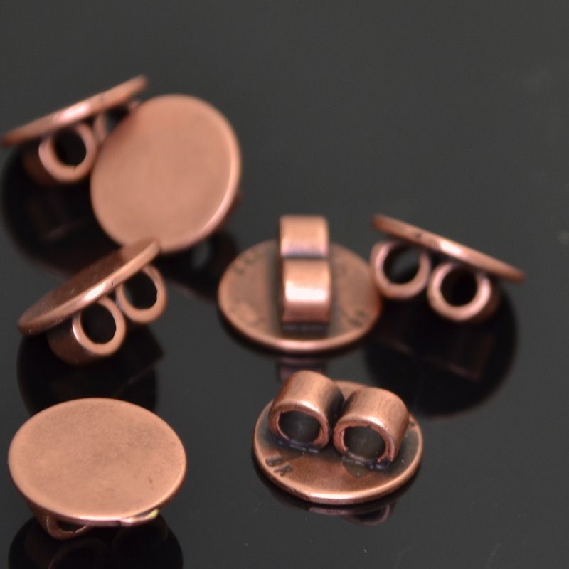 Findings - 10mm - Round Link Glue Pad - Antiqued Copper (5)
