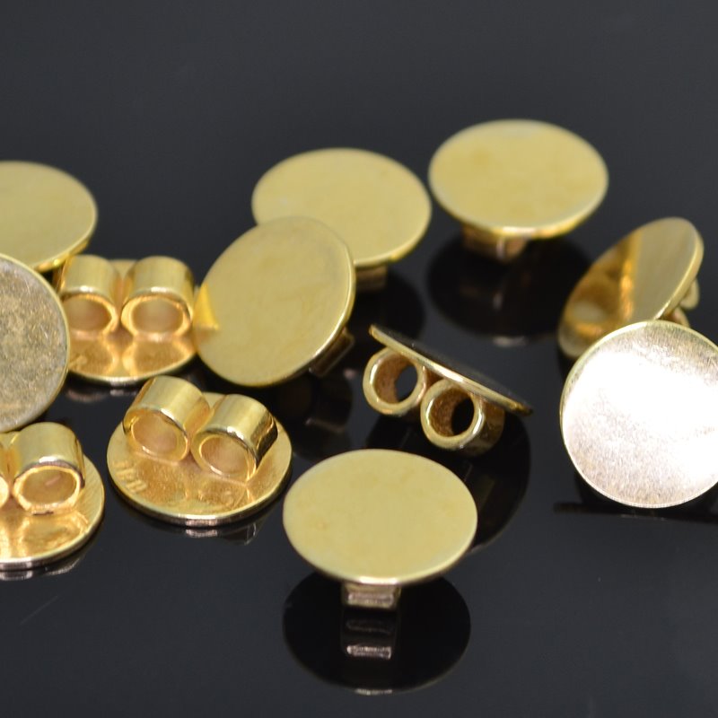Findings - 10mm - Round Link Glue Pad - Bright Brass (5)