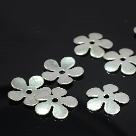 Bead Cap Flower Power - Bright Silver (2)
