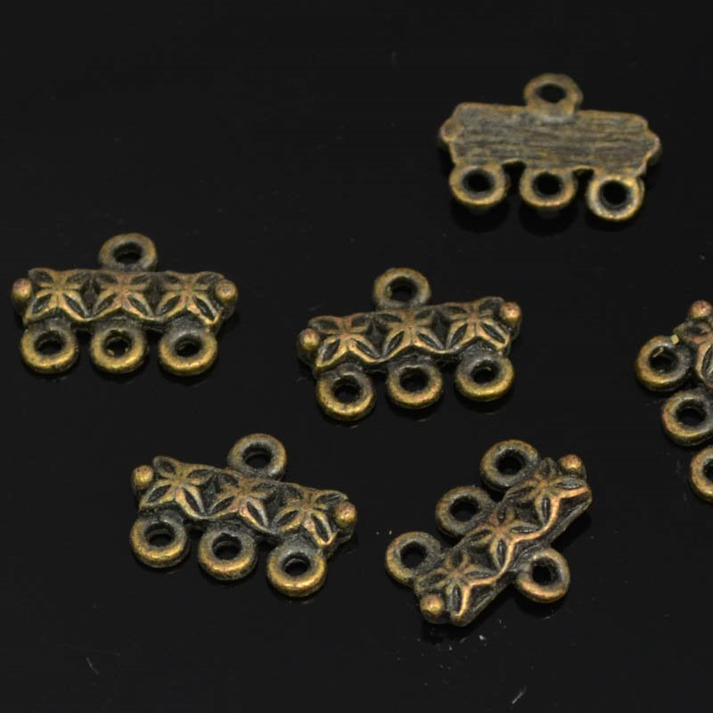 Connector - 1:3 Butterfly Connector - Antiqued Brass (2)