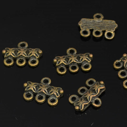 Connector - 1:3 Butterfly Connector - Antiqued Brass (2)