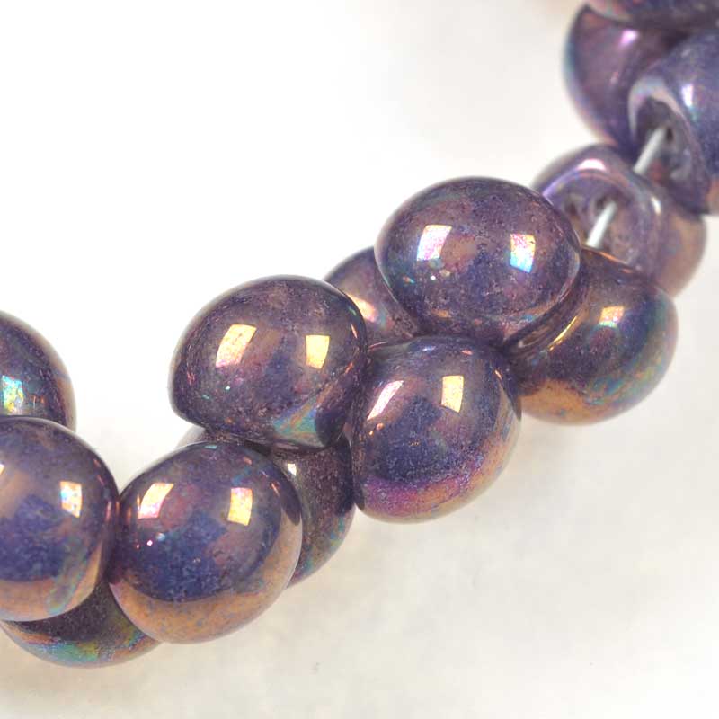 Glass Drops - 9x8mm Mushroom Button - Purple Punch Opal (25)