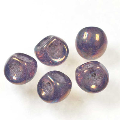 Glass Drops - 9x8mm Mushroom Button - Purple Punch Opal (25)