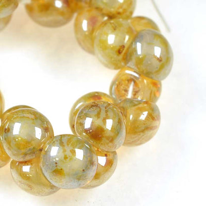 Glass Drops - 9x8mm Mushroom Button - Honey Drizzle Opal (25)