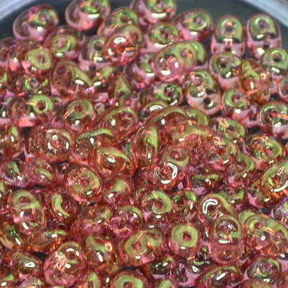 Superduos - Transparent Pink Gold Luster