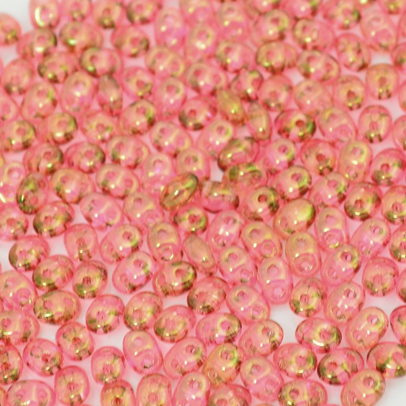 Superduos - Transparent Pink Gold Luster