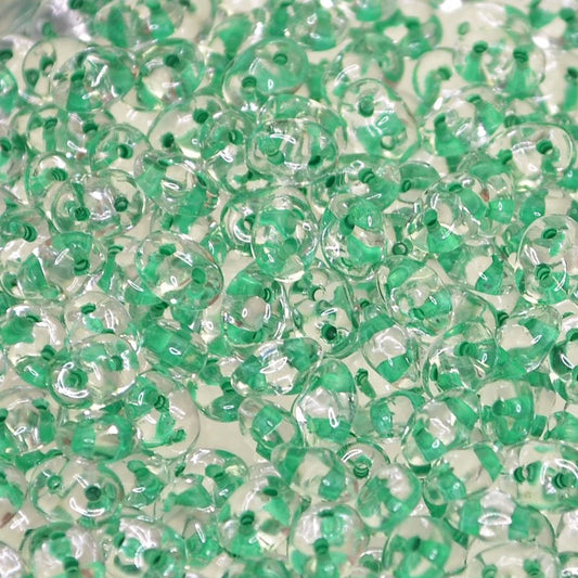 Superduos - Colour-Lined Crystal / Spearmint