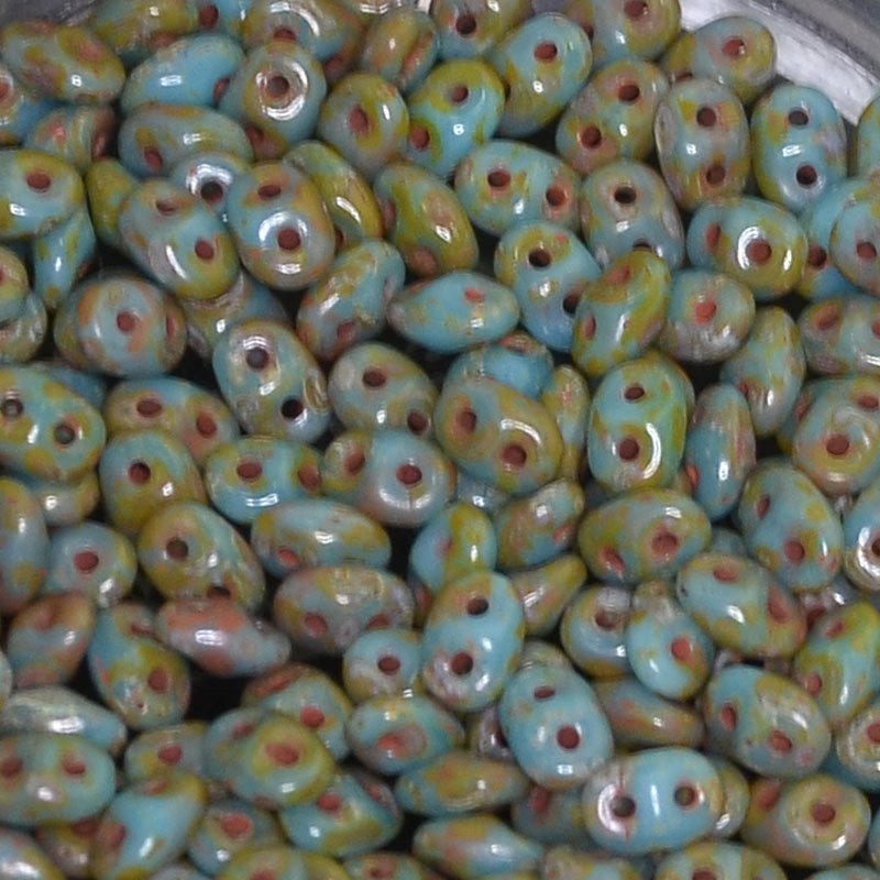 Superduos - Turquoise Blue Travertine Dark