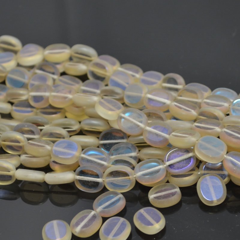 Flat Cut Tablet - 12x14mm Oval - Champagne AB