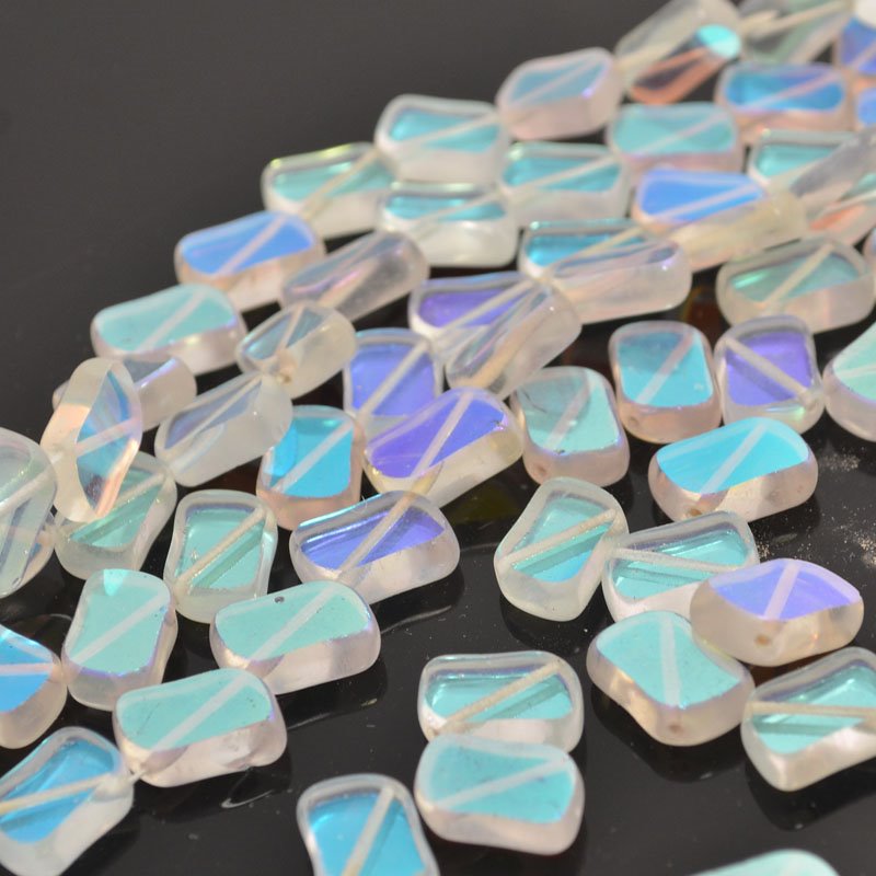 Flat Cut Tablet - 11x13mm Corner Drilled Rectangles - Crystal AB