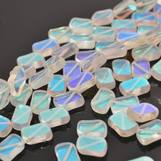 Flat Cut Tablet - 11x13mm Corner Drilled Rectangles - Crystal AB