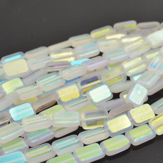 Flat Cut Tablet - 8x12mm Beveled Rectangle - Crystal AB