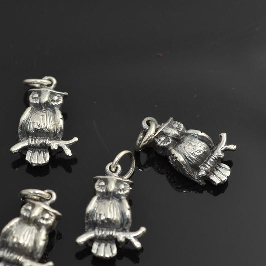 Sterling Charm   Owl on a Limb Each