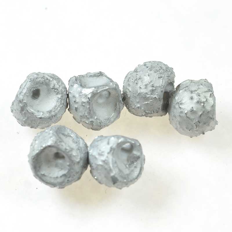 Glass Drops - 9x8mm Mushroom Button - Etched Aluminum (25)