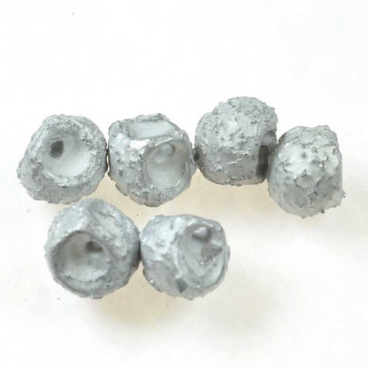 Glass Drops - 9x8mm Mushroom Button - Etched Aluminum (25)