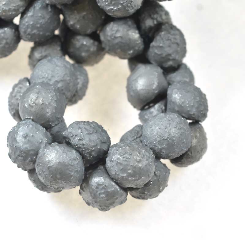 Glass Drops - 9x8mm Mushroom Button - Etched Steel Grey (25)