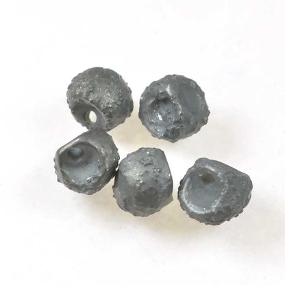 Glass Drops - 9x8mm Mushroom Button - Etched Steel Grey (25)