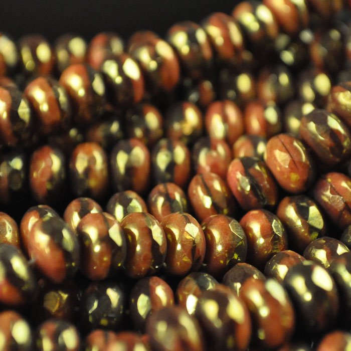 Fire Polish - 8mm - Faceted Donut - Chocolate Choice (strand 25)