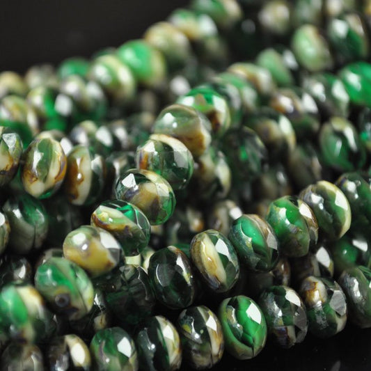 Fire Polish - 8x6mm - Faceted Donut - Elven Secrets (strand 25)