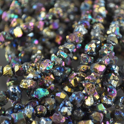 RbwIrisPl Pyrite   6mmNuggetyChunk 16in