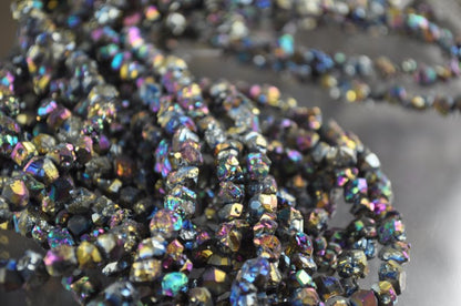 RbwIrisPl Pyrite   6mmNuggetyChunk 16in