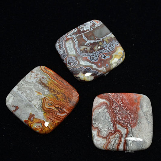 Stone Cabochon - 30mm Square Cabochon - Crazy Lace Agate