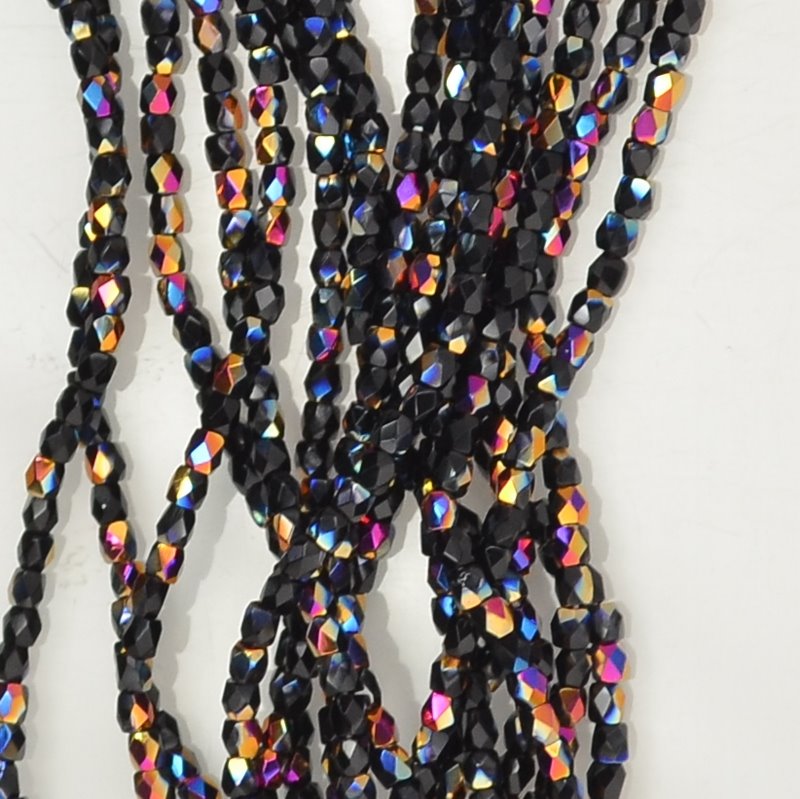 Fire Polish Faceted Round - True 2mm - Jet Sliperit (strand 150)