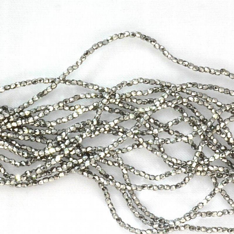 Fire Polish Faceted Round - True 2mm - Full Chrome (strand 150)