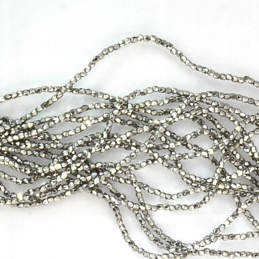 Fire Polish Faceted Round - True 2mm - Full Chrome (strand 150)