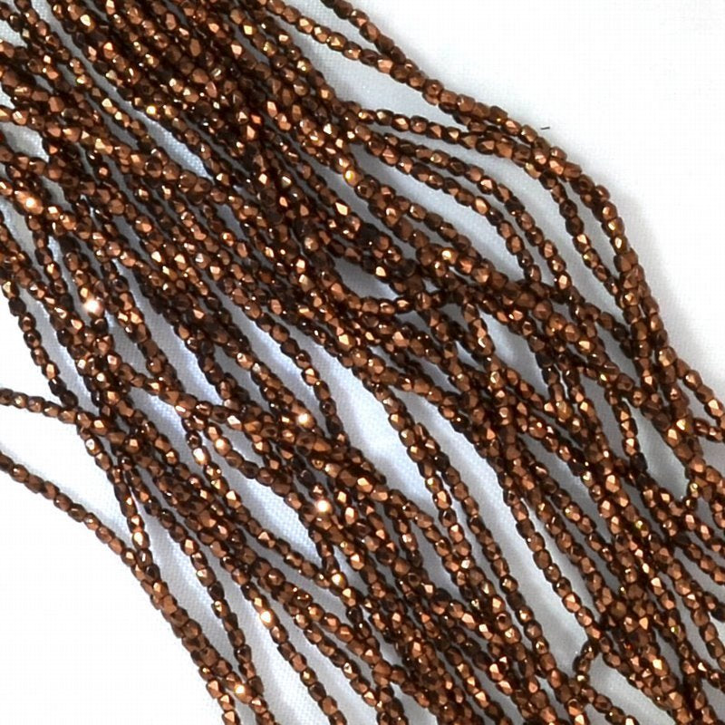 Fire Polish Faceted Round - True 2mm - Jet Bronze (strand 150)