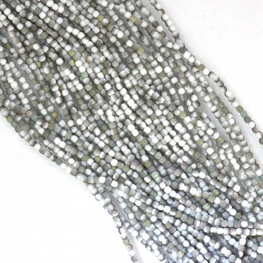 Fire Polish Faceted Round - True 2mm - Matte Chalk White Vitrail (strand 150)